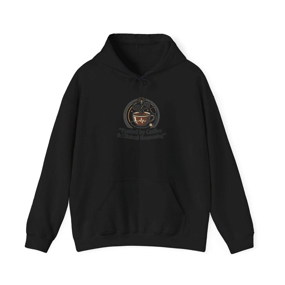 Coffee & Clinical Reasoning Hoodie — Fueled by Coffee Medical Student Sweatshirt