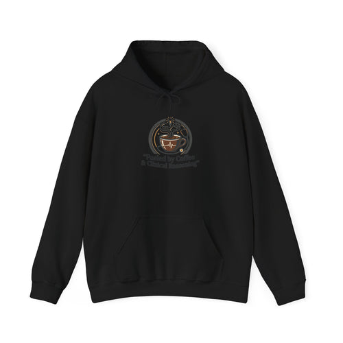 Coffee & Clinical Reasoning Hoodie — Fueled by Coffee Medical Student Sweatshirt