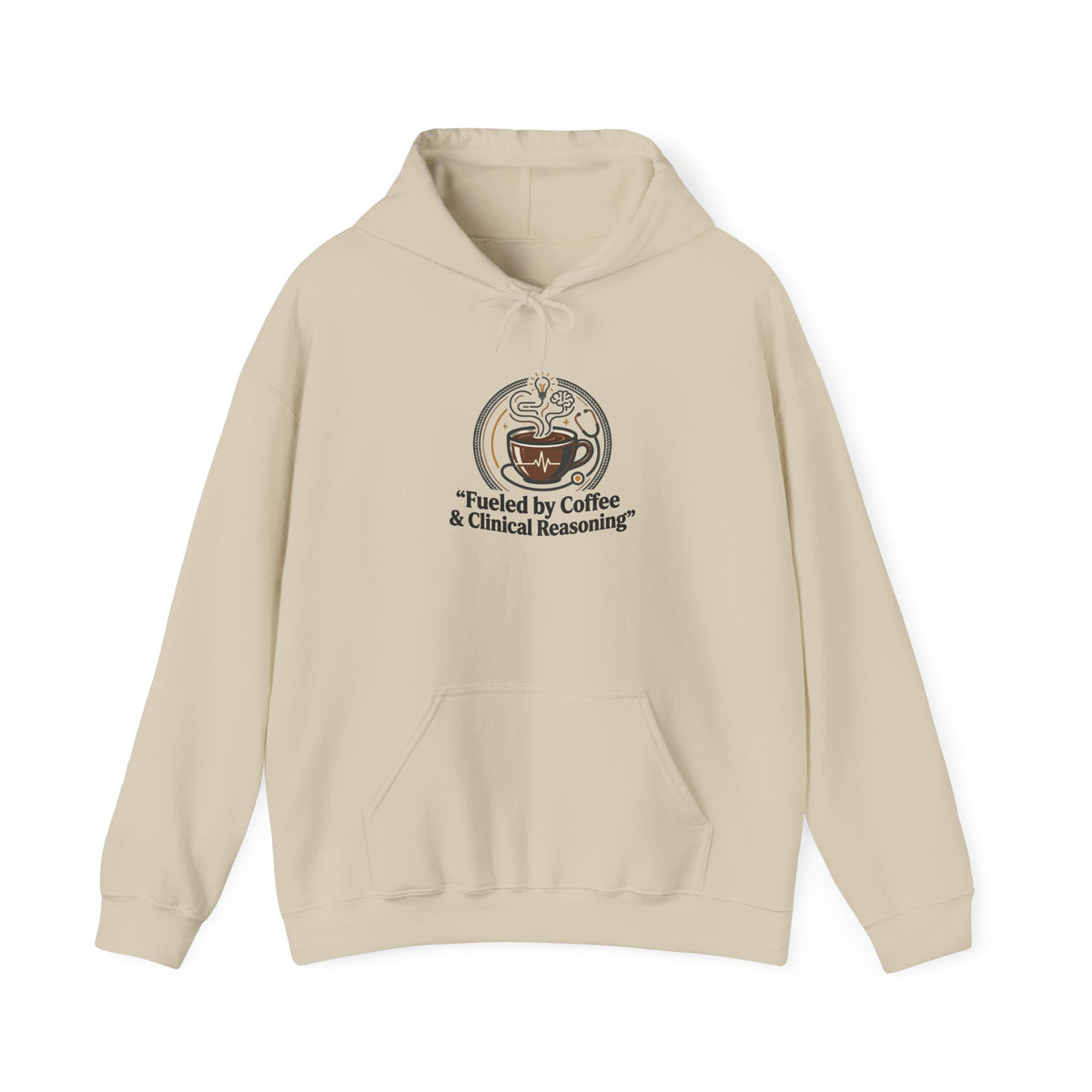 Coffee & Clinical Reasoning Hoodie — Fueled by Coffee Medical Student Sweatshirt