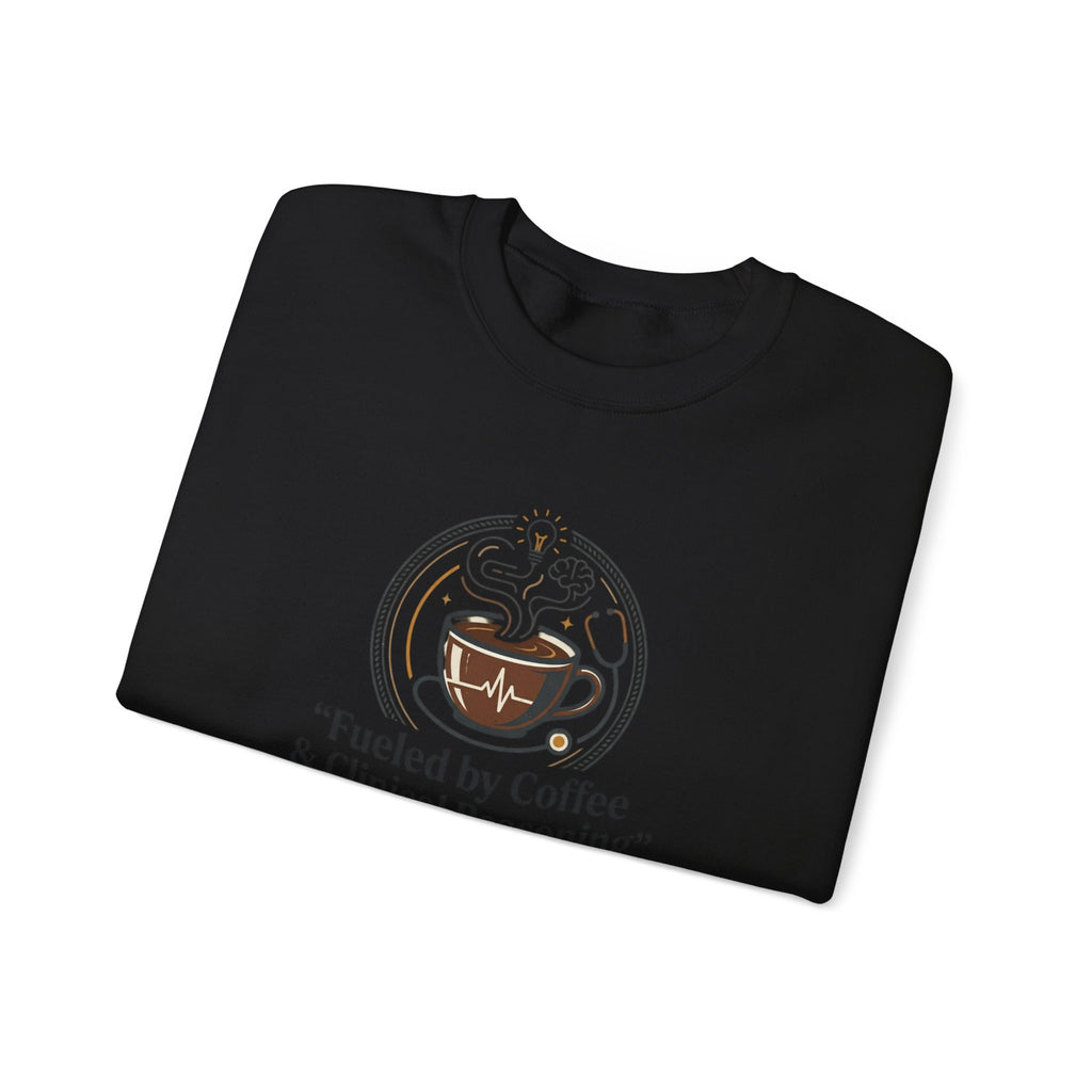 Crewneck Sweatshirt — "Fueled by Coffee & Clinical Reasoning" Medical Coffee Pullover