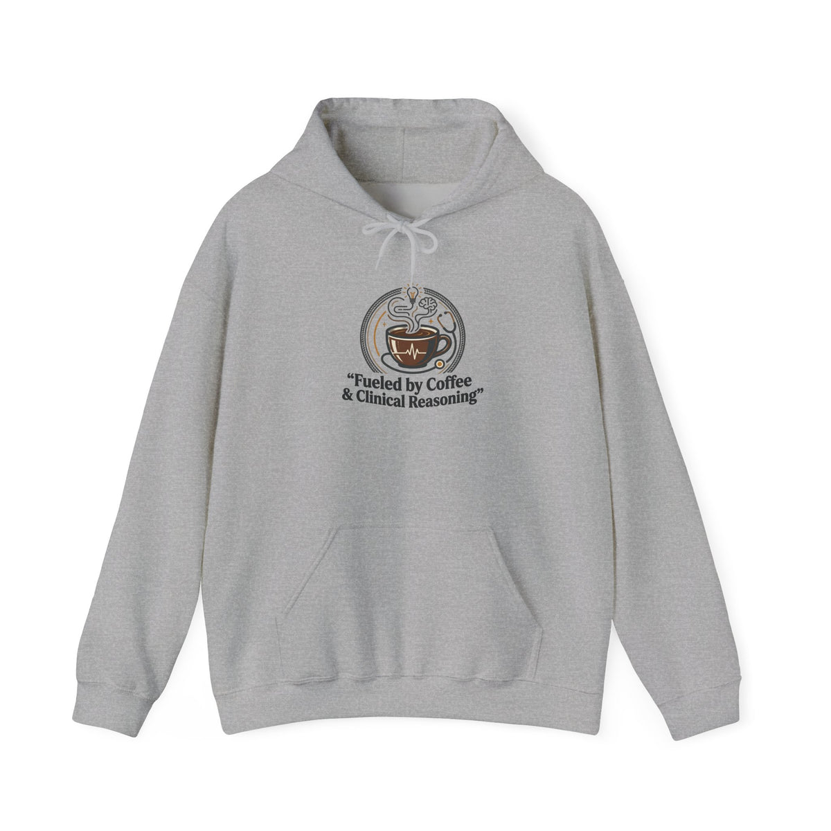 Coffee & Clinical Reasoning Hoodie — Fueled by Coffee Medical Student Sweatshirt