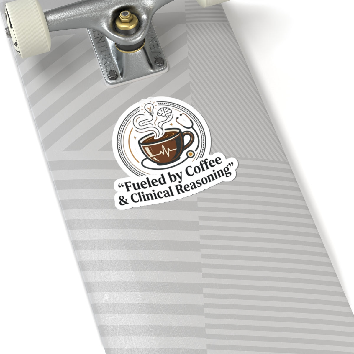 Fueled by Coffee & Clinical Reasoning Sticker — Medical Coffee Laptop Kiss-Cut Sticker