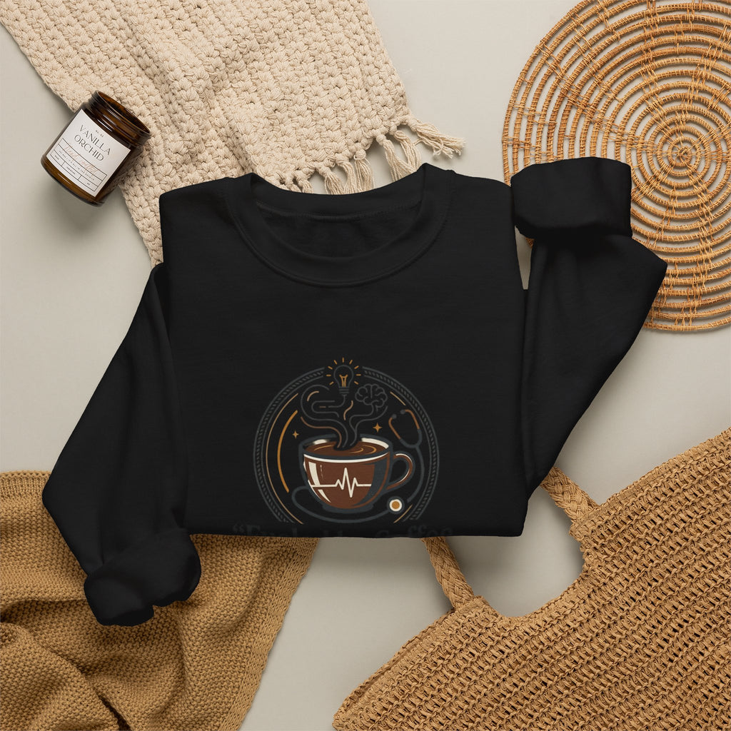 Crewneck Sweatshirt — "Fueled by Coffee & Clinical Reasoning" Medical Coffee Pullover